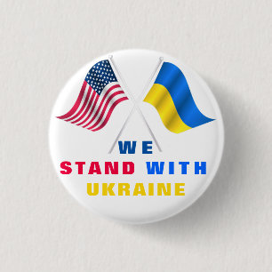 Vlag VS - Oekraïense vlag - we staan voor Oekraïne Ronde Button 3,2 Cm
