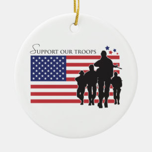 Vlag VS - steun onze troepen Keramisch Ornament