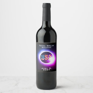VLAG VS Totale zonsverduistering 8 april 2024 Wijn Etiket