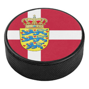 Vlag/wapen van Denemarken Hockey Puck