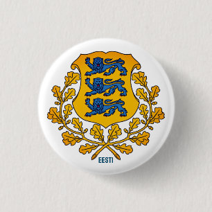 Vlag/wapen van Estland Ronde Button 3,2 Cm