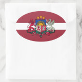 Vlag/wapen van Letland Ovale Sticker (Tas)