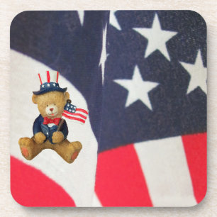 Vlag Waving USA Teddy Bear Drankjes Onderzetter