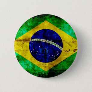 Vlag Weathered Brazilië Ronde Button 5,7 Cm