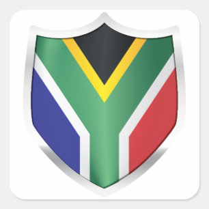 vlag Zuid-Afrika Silver Shield Vierkante Sticker