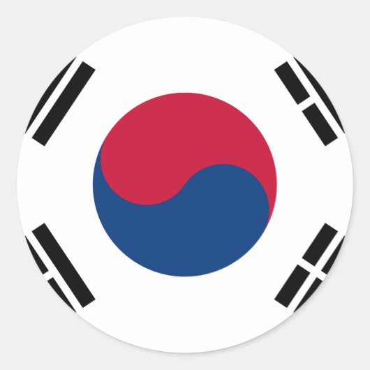 Vlag Zuid-Korea 대한민 국 Ronde Sticker (Voorkant)