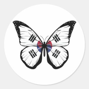 Vlag Zuid-Korea Butterfly Ronde Sticker