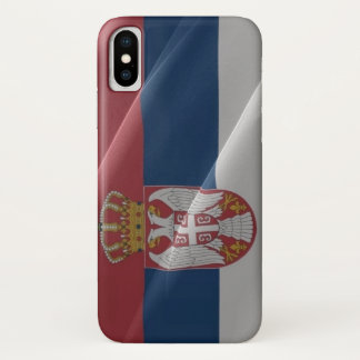 Vlag zwaaien van Servië - iPhone X Hoesje