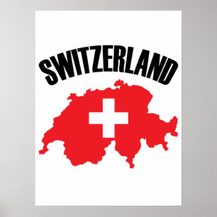 Vlag Zwitserland-plattegrond Poster