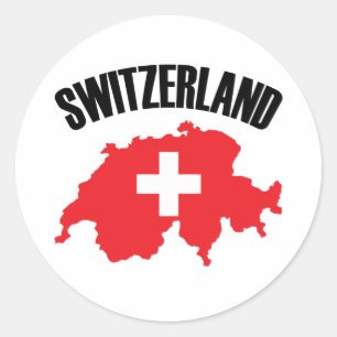 Vlag Zwitserland-plattegrond Ronde Sticker