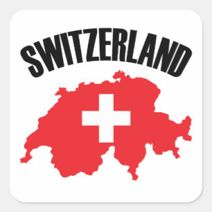 Vlag Zwitserland-plattegrond Vierkante Sticker