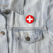 Vlag Zwitserland (Zwitserland) Ronde Button 3,2 Cm (In situ)