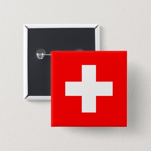 Vlag Zwitserland (Zwitserland) Vierkante Button 5,1 Cm (Voorkant /achterkant)