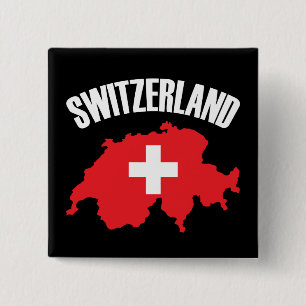 Vlag Zwitserse plattegrond Vierkante Button 5,1 Cm