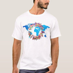 Vlagencirkel voor continenten t-shirt