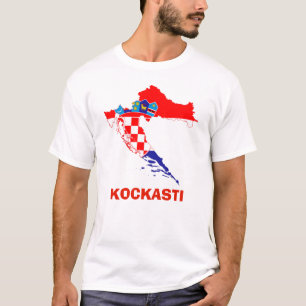 Vlagenkaart van Kroatië Kockasti T-Shirt