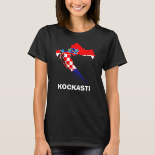 Vlagenkaart van Kroatië Kockasti T-Shirt