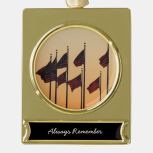 Vlaggen bij Sunset American Patriotic USA Verguld Banner Ornament