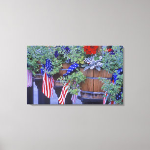 Vlaggen en Bloemen in Philipsburg Montana Canvas Afdruk