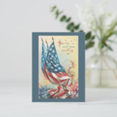 Vlaggen en bloemen voor de slachtoffers briefkaart (Staand voorkant)