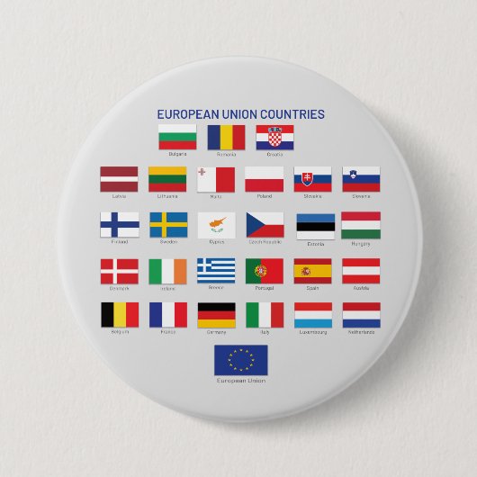 Vlaggen EU-landen Ronde Button 7,6 Cm (Voorkant)