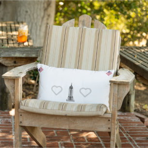 Vlaggen, harten en Empire State Building Pillow Buitenkussen