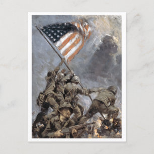 Vlaggen hijsen op de berg Suribachi, Iwo Jima, 194 Briefkaart
