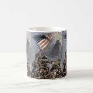 Vlaggen hijsen op de berg Suribachi, Iwo Jima, 194 Koffiemok