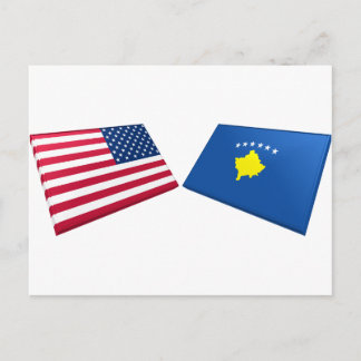 Vlaggen in de VS en Kosovo Briefkaart