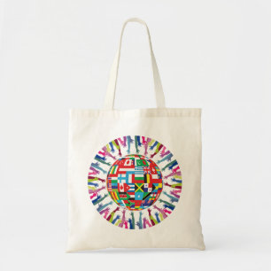 Vlaggen in de wereld van de wereldwijde vredesmach tote bag