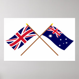Vlaggen in het Verenigd Koninkrijk en Australië Poster