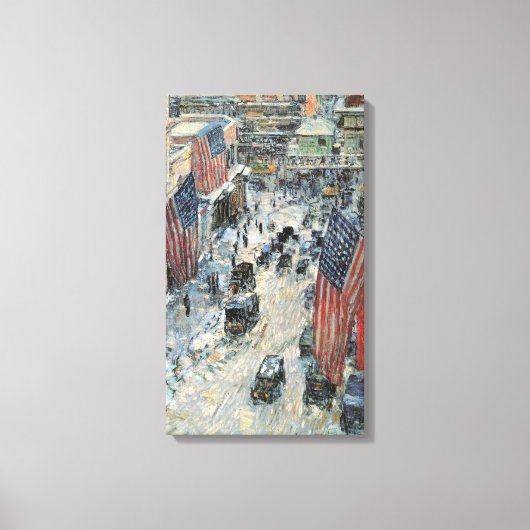 Vlaggen op 57th Street door Frederick Childe Hassa Canvas Afdruk (Voorkant)