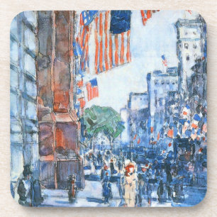 Vlaggen op Fifth Avenue door Childe Hassam, Vintag Onderzetter