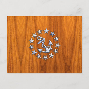 Vlaggen op jacht Aantekening op Nautical Teak Wood Briefkaart