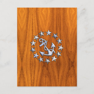 Vlaggen op jacht Aantekening op Nautical Teak Wood Briefkaart