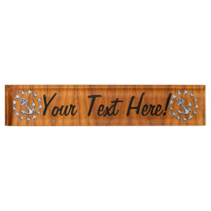 Vlaggen op jacht Aantekening op Nautical Teak Wood Naambordje