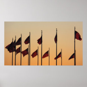 Vlaggen op Sunset I American Patriotic USA Poster