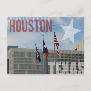 Vlaggen over Houston, Texas Briefkaart