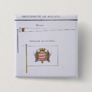 Vlaggen uit Monaco, uit een Frans boek van Vlaggen Vierkante Button 5,1 Cm