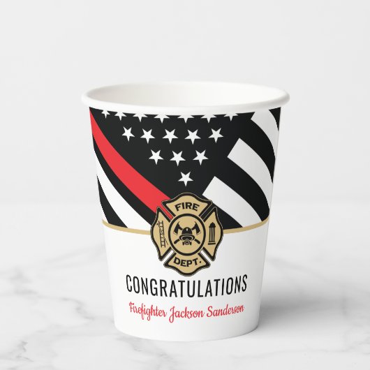 Vlaggen van brandweermannen Rood lijnvliegen Papieren Bekers (Achterkant)