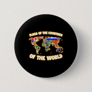 Vlaggen van de landen van de Wereldkaart Internati Ronde Button 5,7 Cm