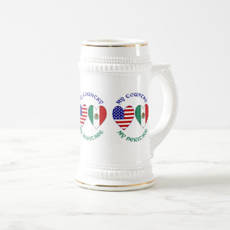 Vlaggen van de VS en Mexico Harten Mijn Land Mijn  Bierpul