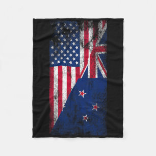 Vlaggen van de VS en Nieuw-Zeeland - Amerikaans Ki Fleece Deken