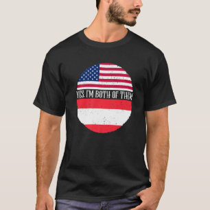 vlaggen van de VS en Oostenrijk ja ik ben allebei T-shirt