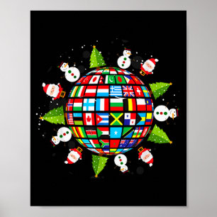 Vlaggen van de wereld, Kerstmis Rond De Wereld Poster