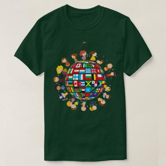 Vlaggen van de wereld met kinderen t-shirt (Design voorkant)