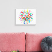 Vlaggen van de wereld met kleurrijke handafdrukken canvas afdruk (Insitu (Woonkamer))