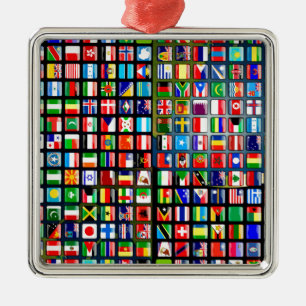 Vlaggen van de wereld metalen ornament
