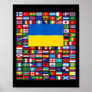 Vlaggen Van De Wereld Oekraïne Steun Zelensky Erwt Poster