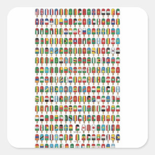 Vlaggen van de Wereld Popsicle Raster Vierkante Sticker